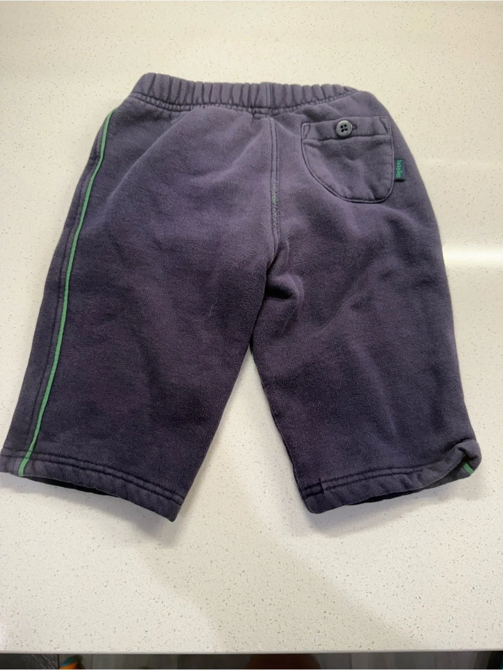 GAP Navy Fleece Shorts with Green Drawstring and Trim